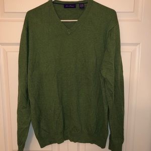 Alan Flusser green v-neck sweater, men’s large